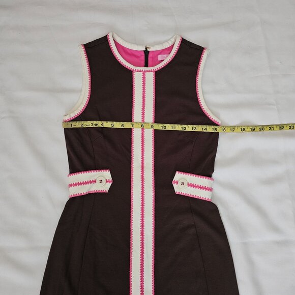 Lilly Pulitzer Women's Brown/Pink Stitching Accent Fannie Sheath Dress Sz Small - Picture 12 of 15